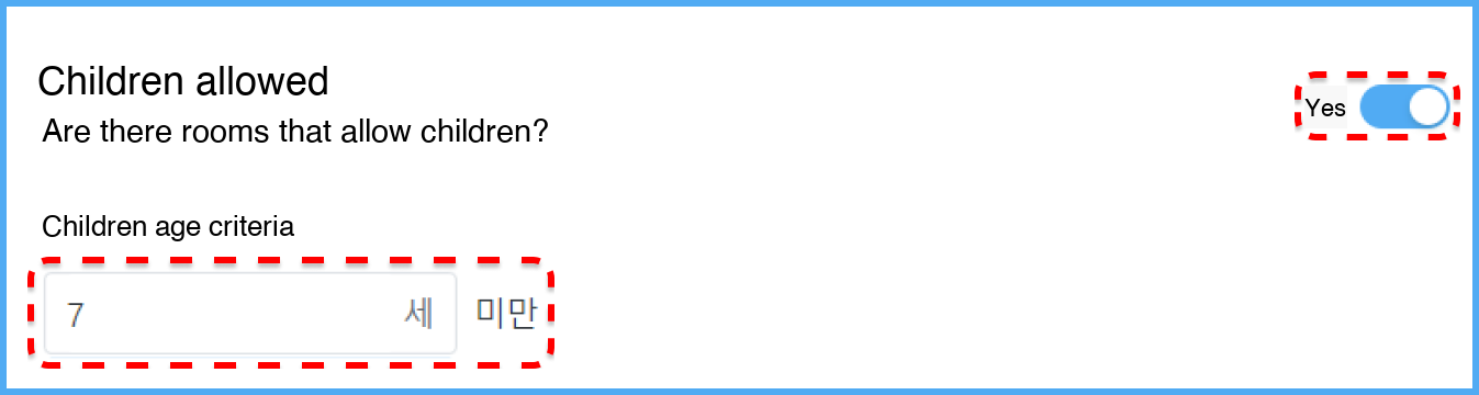 Age criteria setting for 7 years old